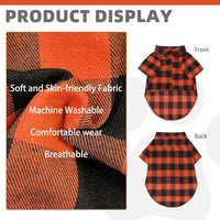 KOOLTAIL fall dog shirt in orange and black plaid with snap front, size L - view 3