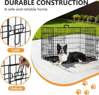FDW, 48" Foldable Metal Dog Crate, Cage for XL Dogs - Dark Black / 42 Inch Double Door - image 3