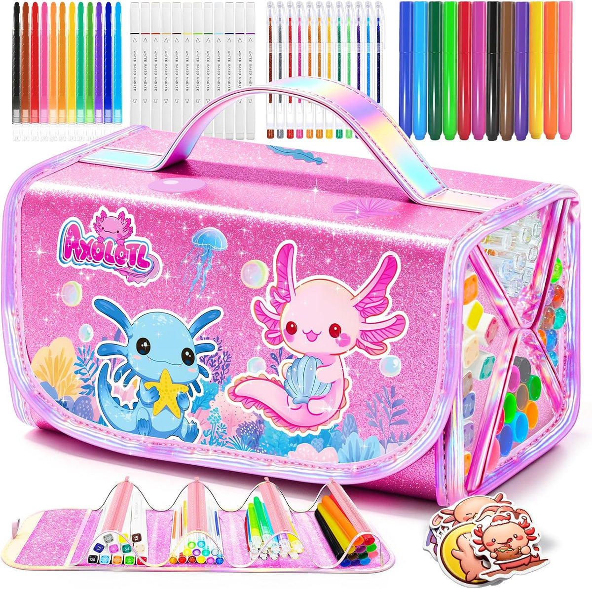 DreamyCandy 70 Pcs Washable Markers Set for Kids 4-8 - Pink Axolotl