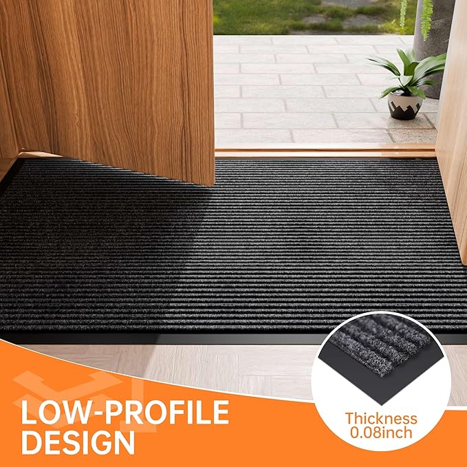 Front Door Mat, 4'x8' Indoor Outdoor Door Mat, Commercial Industrial Entrance Doormat, Heavy Duty Welcome Mat, Rubber Backing Non Slip Doormat for Entryway