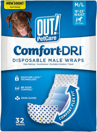 OUT! PetCare Male Dog Diapers, Disposable Belly Bands - M/L / 32 Count