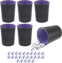 LoKii black and purple leather dice cups with felt lining and dot dice - view 4