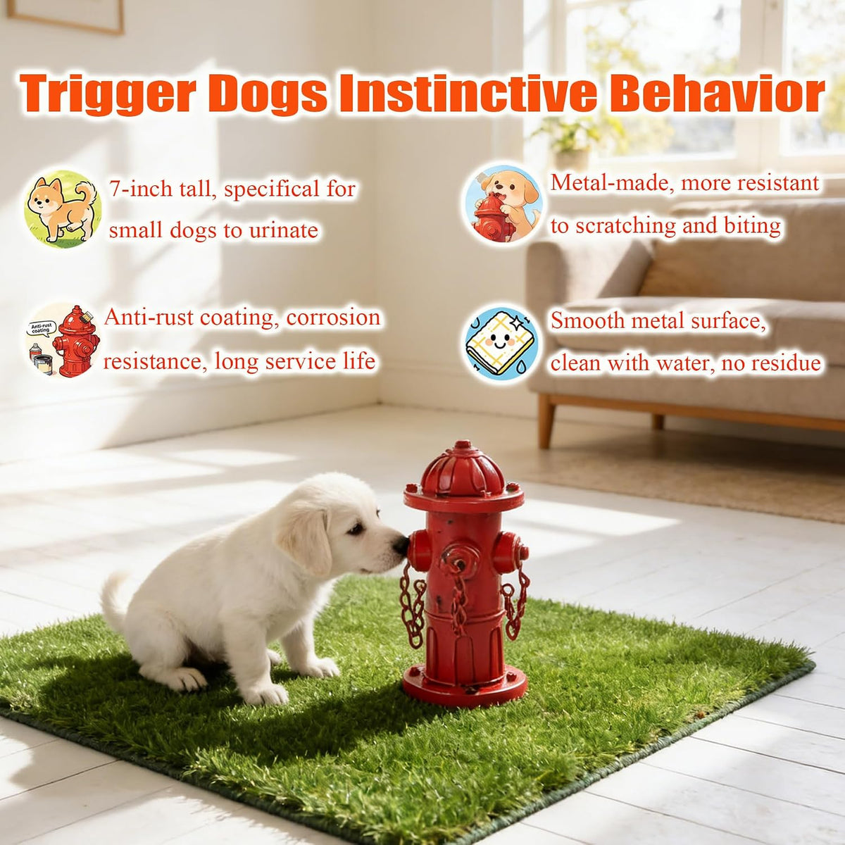 7.8" H Metal Potty Training Fire Hydrant for Dogs to Pee On Indoor - 7.8" - image 4