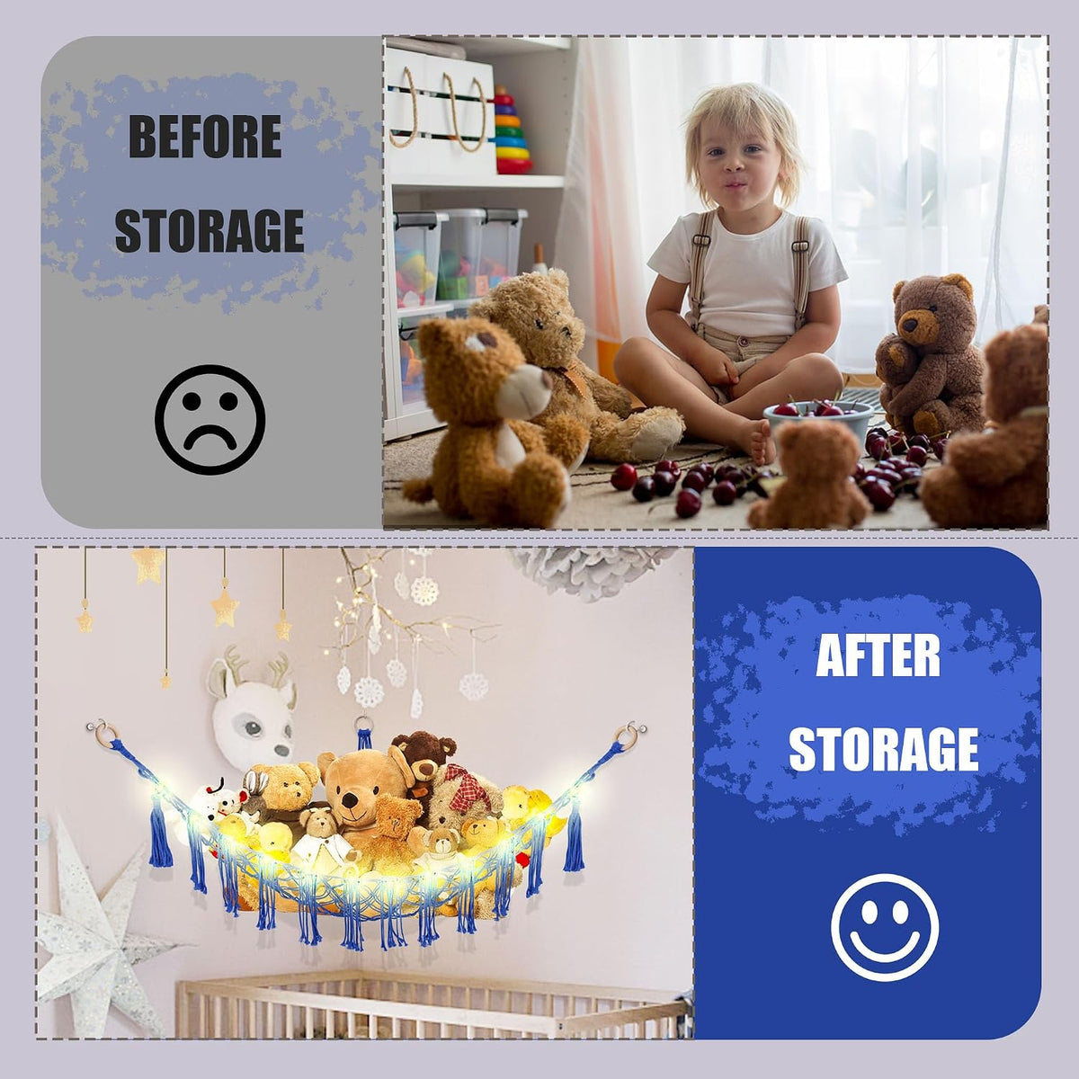CERETIA Stuffed Animal Hammock Large Corner Plushie Net Storage - Royal Blue / Large-(Package of 1) - image 4