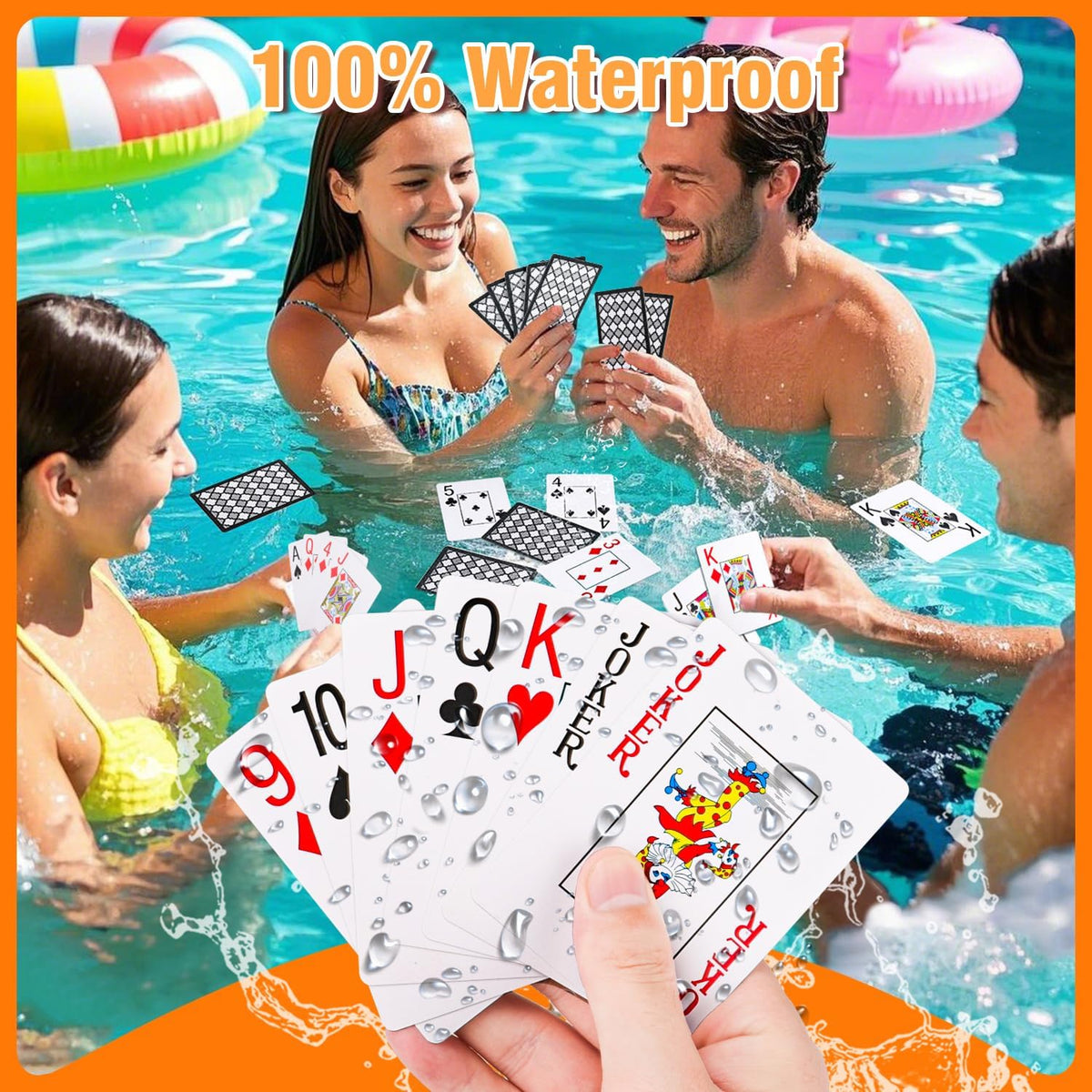 Teskyer Waterproof Plastic Playing Cards, 2 Decks, Large Index – Fun for Kids & Family - 1 Pack - BK (Large Index) - image 2