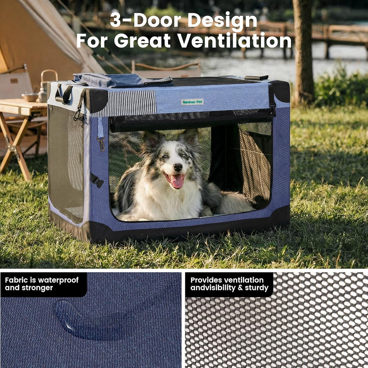 Gardner Pet Soft Collapsible Dog Crate - Blue / 26.0"L x 18.0"W x 18.0"H - image 2
