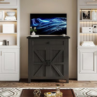 20 Gallon Aquarium Stand With Charging Station, Farmhouse Fish Tank Stand, Reptile Tank Stand Terrarium Stand with Drawer and Cabinet Storage, Sturdy Heavy Duty 27.6"×15.7" Tabletop - Black