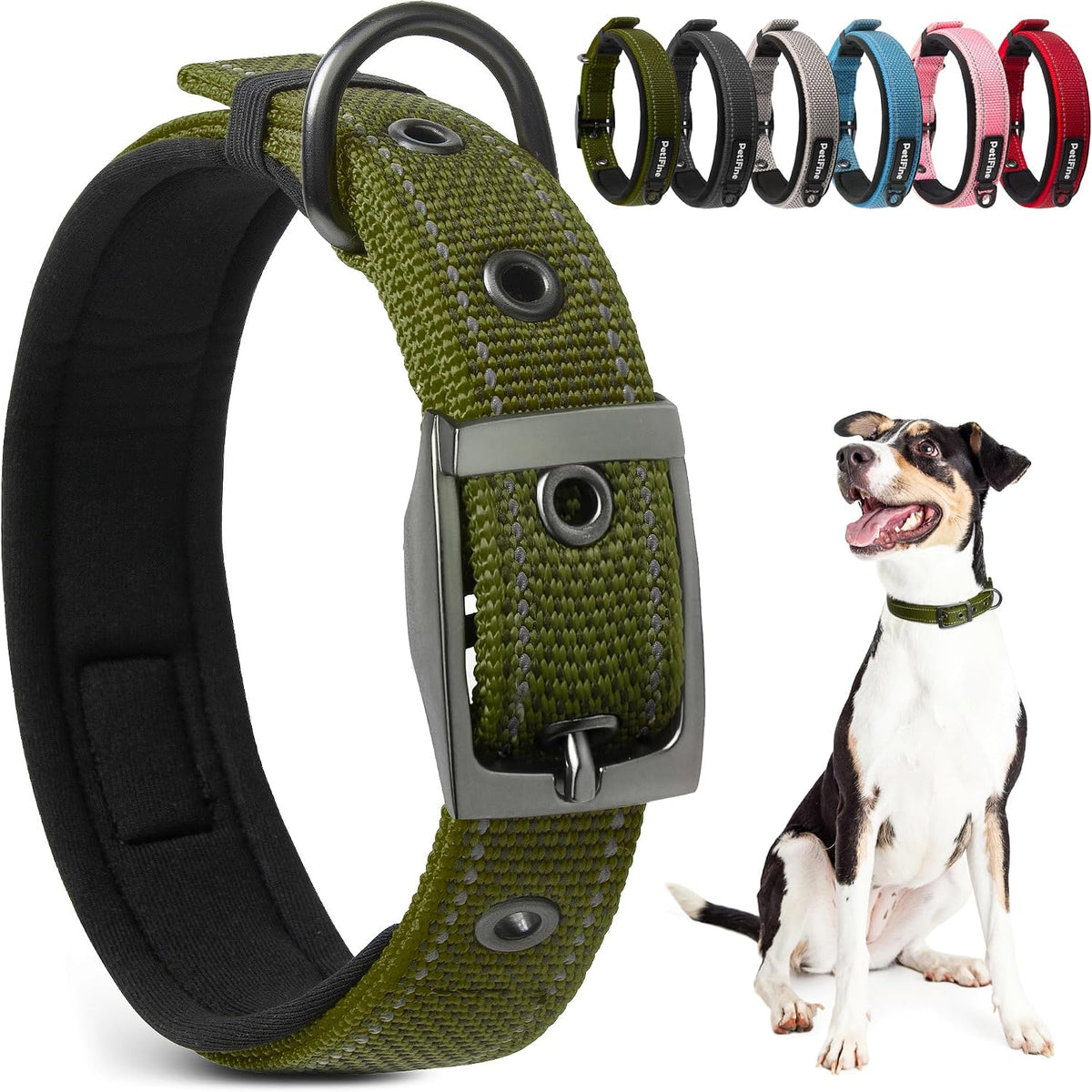 PetiFine Dog Collars for Medium Dogs - Green / Small (11"-14.5")