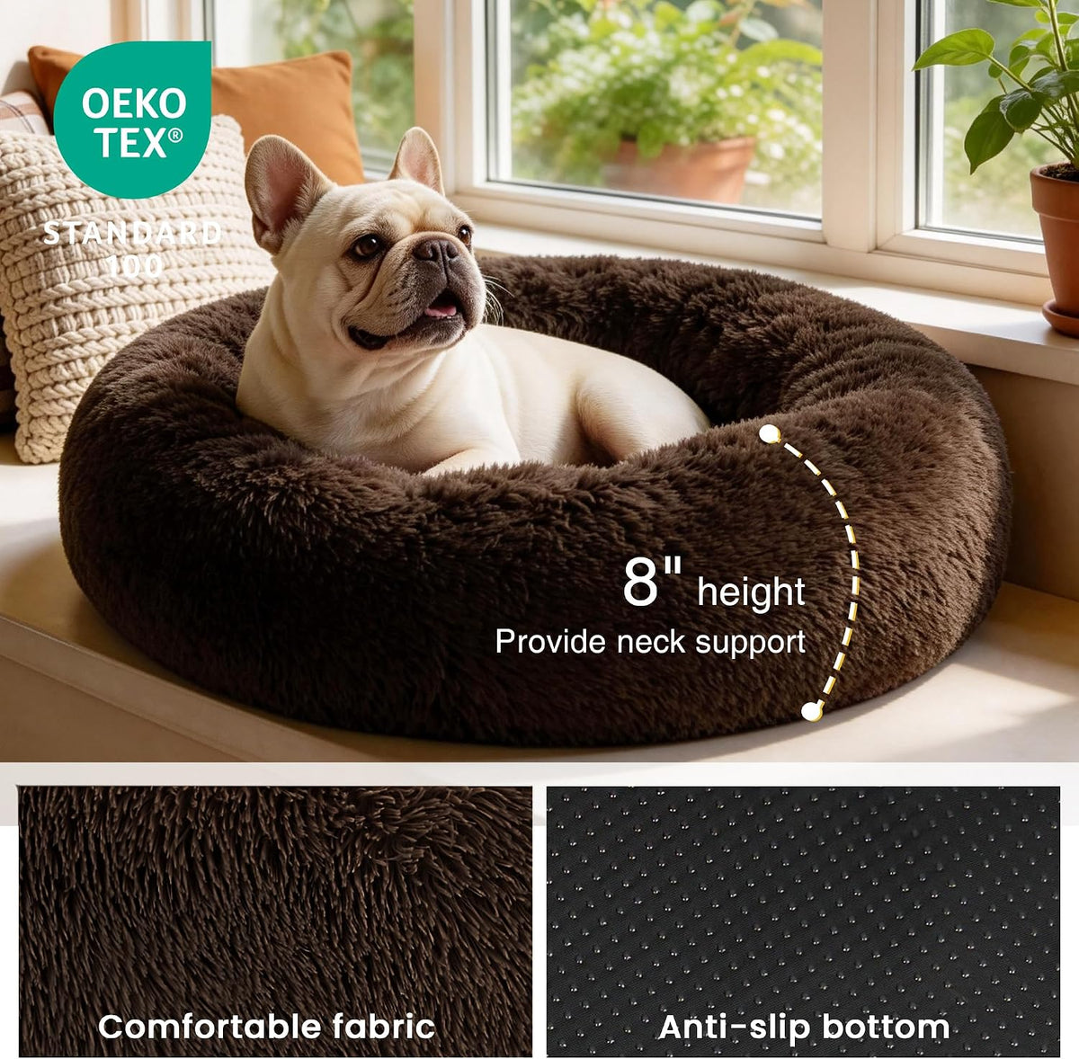 Love's cabin Calming Cat Bed for Indoor Cats - Dark Brown / 20" - image 3