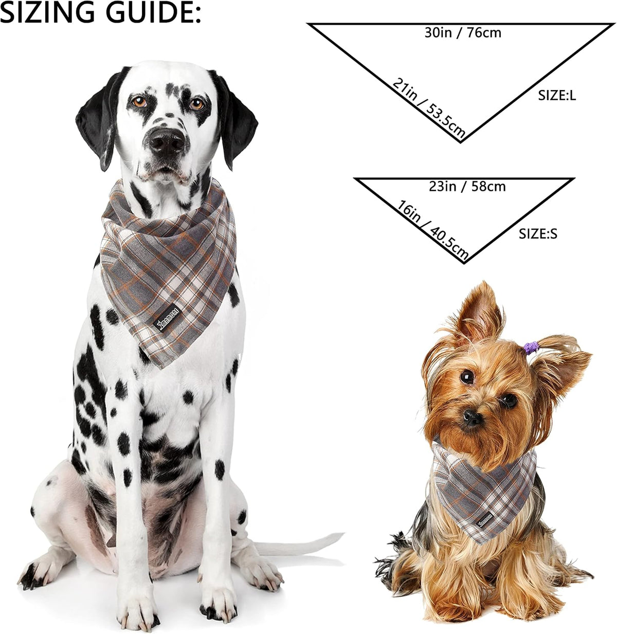 Soft Washable Plaid Bandanas for Dogs and Cats - Grey / Large - image 2