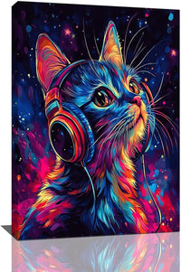 Cat Wall Art Canvas Fantastic Animal Wall Decor Prints Framed Painting Colorful Pictures Gifts Artwork for Bathroom Living Dining Kitchen 16"x24"