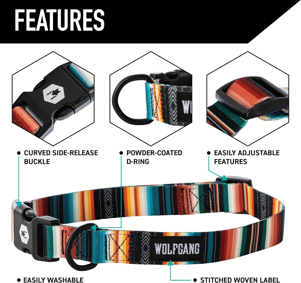 Wolfgang Heavy Duty Martingale Dog Collar with Quick Release Nylon - LostArt Print / Medium (1 Inch x 14-18 Inch) - image 3