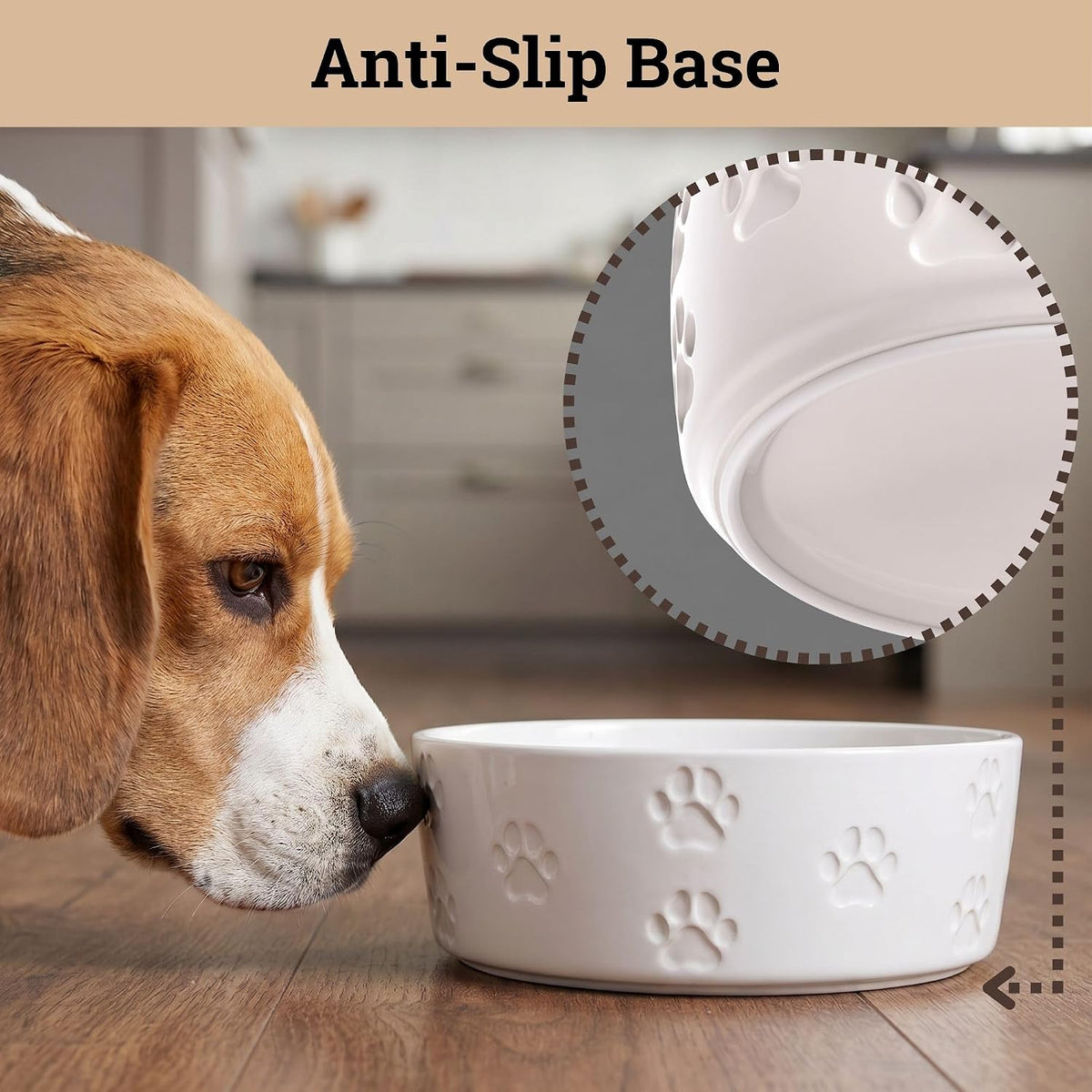 Ceramic Dog Bowl Set of 2 with Anti-Skid Base, 5.5"W x 2"H - Medium / White - image 4