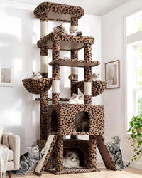 Globlazer Z78 Heavy Duty Cat Tree for 20lbs Large Adult Cats - Leopard Print / 78 inch