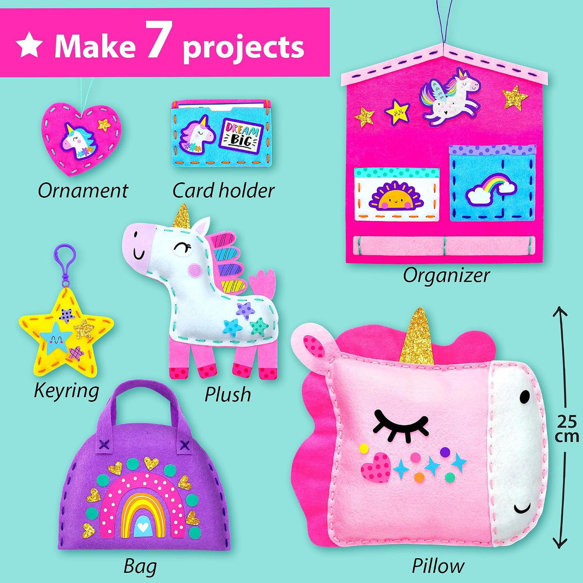KRAFUN Mermaid Sea Animals Sewing Kit for Kids Age 6+ - My First Unicorn Sewing - image 3