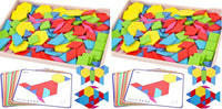 3 Otters wooden pattern blocks set with 150 colorful geometric blocks and pattern cards - view 2