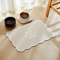 Scalloped Dog Feeding Mat, Beige White, 14" X 19” – Essentials for Dogs - Khaki / 22"L x 17"W