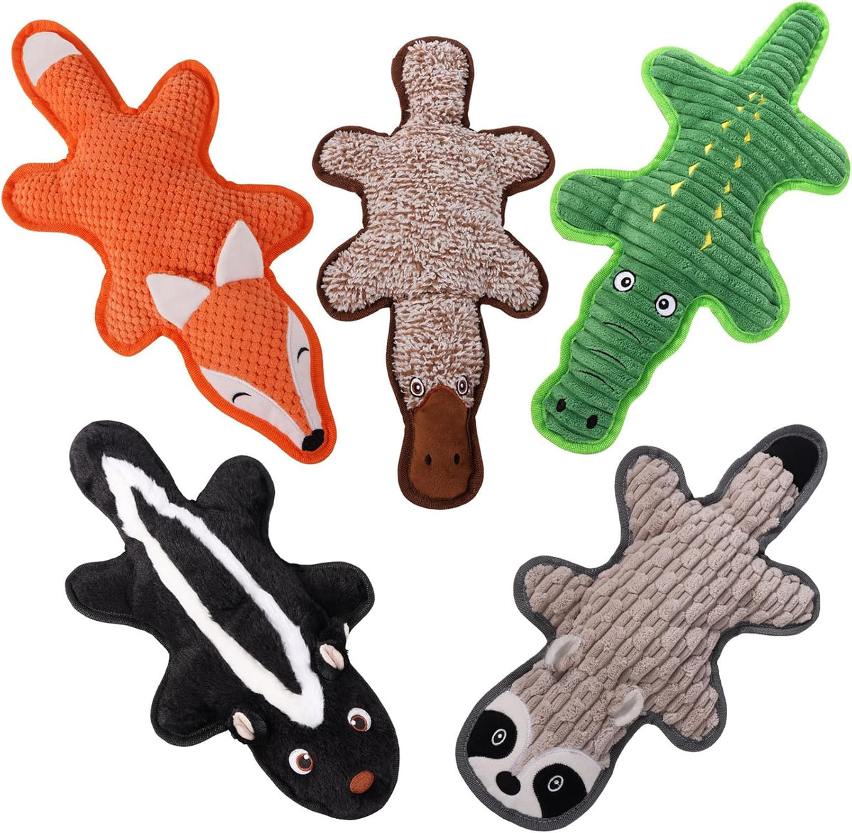 5 Pack No Stuffing Squeaky Dog Toys for Large Dogs - Multicolor / 5-piece set