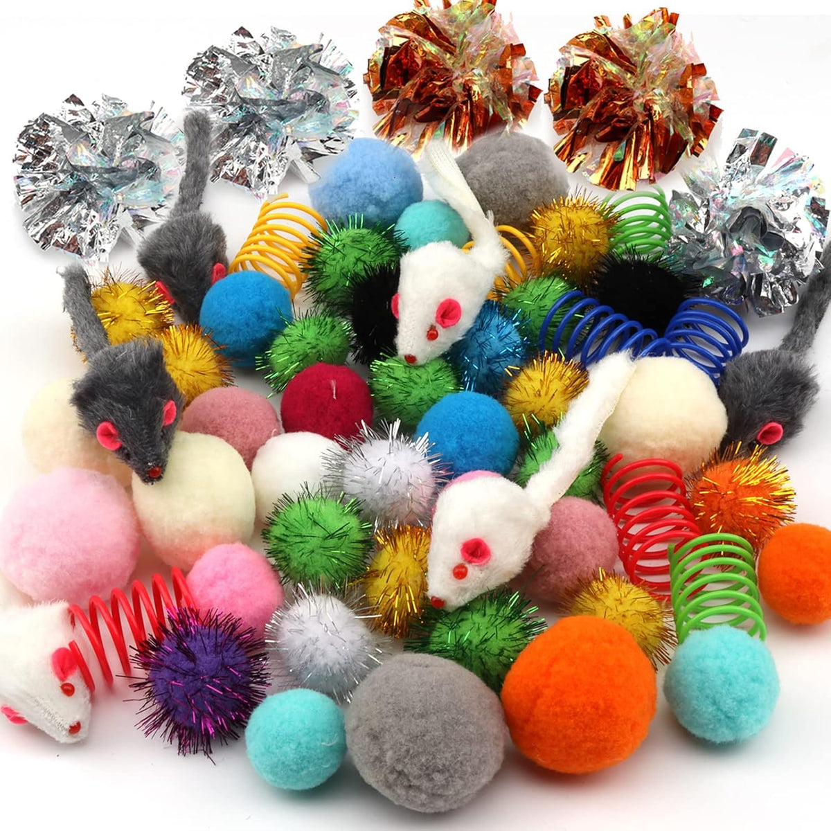 60 Pack Cat Toys, Assorted Kitten, Mouse