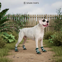 Spark Paws Dog Shoes, Waterproof Dog Boots for Medium to Large Dogs, Non Slip, Breathable Dog Booties and Paw Protectors - 4PCS Doggie Hiking Boots with Reflective Straps, Green Camo, Size 3