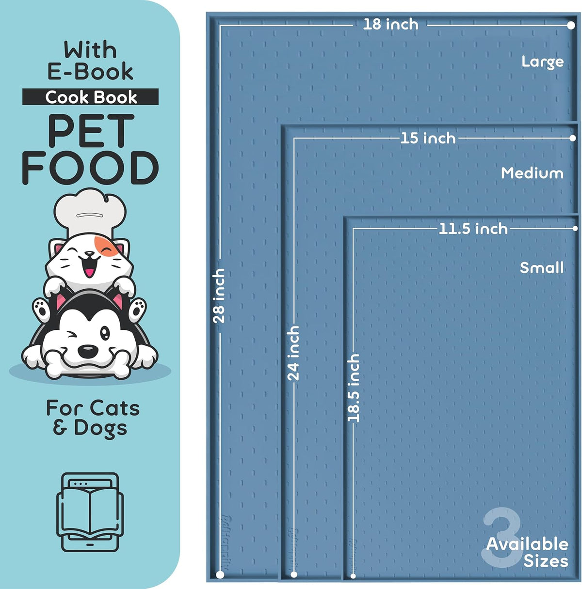 Dog Food Mat - Raised Edges Dogs Mat for Food and Water Prevent Spill, Waterproof Cat Food Mats - 18.5"L x 11.5"W / Maya - image 2
