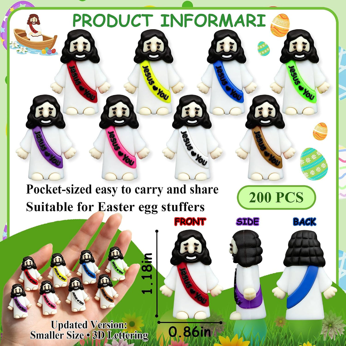 100 Pcs Mini Jesus Figures - 8 Color*200 - image 3
