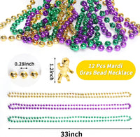 ZZYFGH 12 PCS Bead Necklace, 33'' Mardi Gras Beaded Necklaces – Fun for Kids & Family - Purple Gold Green - image 2