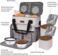 BAGLHER Dog Travel Bag, Pet Travel Bag (ALL Pet Travel Supplies), With 2 Pet Food Containers and 2 Collapsible Silicone Bowls; Essential Kits for Pet Travel BLW