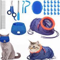9 Pcs Cat Bathing Bag Set Cat Shower Bag - Navy Blue