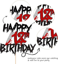 Zhuoweism Halloween horror Happy Birthday glitter cake topper on bamboo stick - view 33