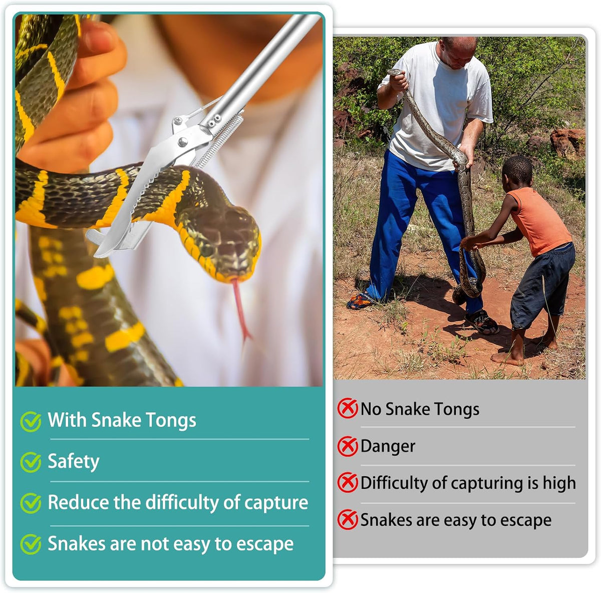 50" Collapsible Stainless Steel Snake Grabber Tool: Multi-Functional - image 4