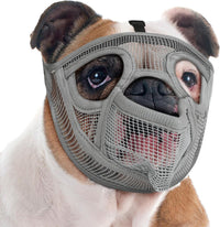 Mesh Short Snout Dog Muzzle with Anti-Eating Design for Frenchie – Essentials for Dogs - Grey / L [Head Cir: 20.5"-23"]