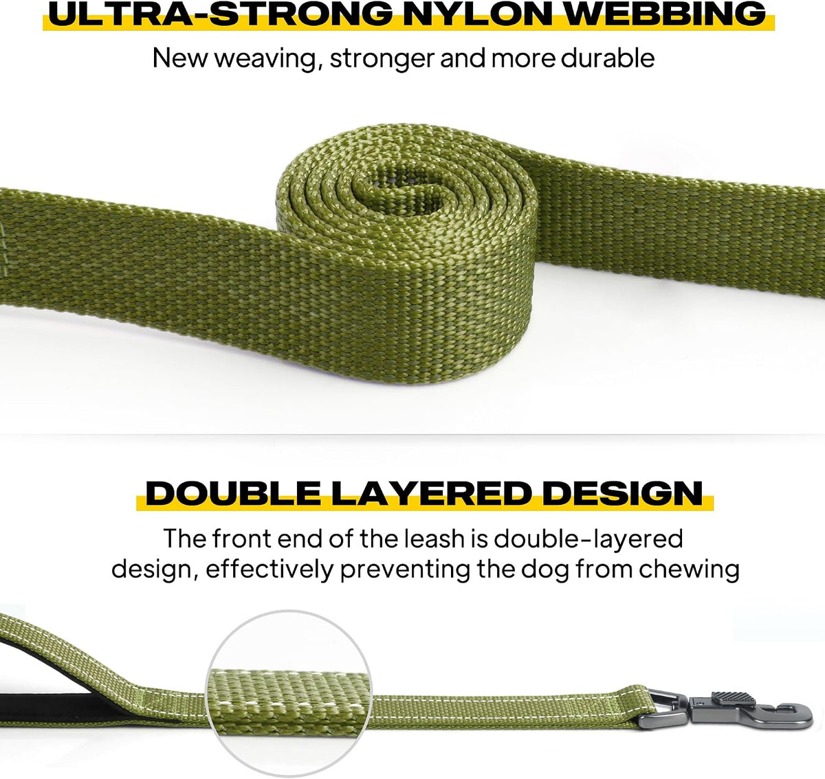 Fida Heavy Duty Dog Leash for Medium Large Dogs - 6 Feet (Pack of 1) / Green - image 3