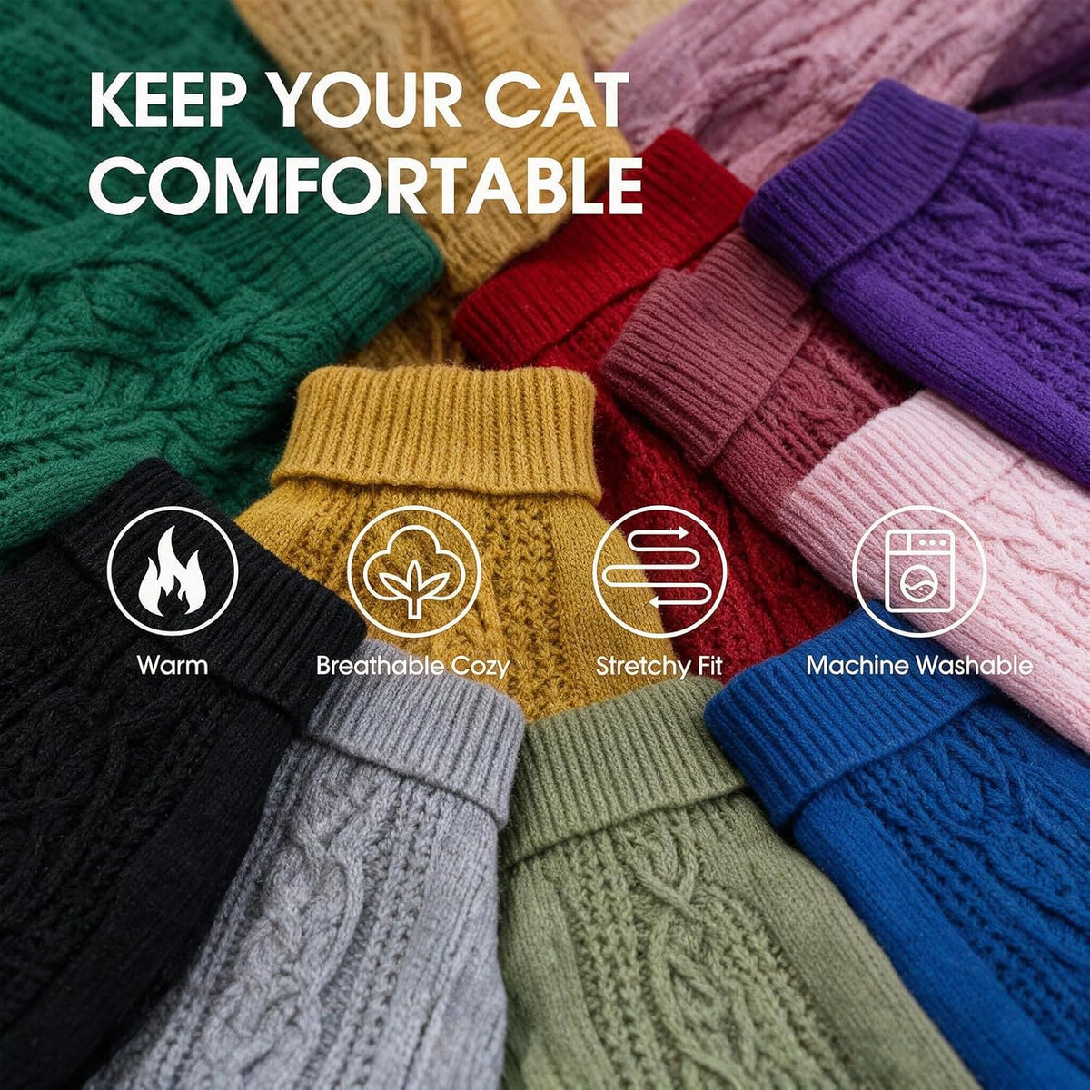 Cat Sweater Stretchy, 19 Colors, 6 Sizes - Dark Blue / X-Small / Vest - image 2