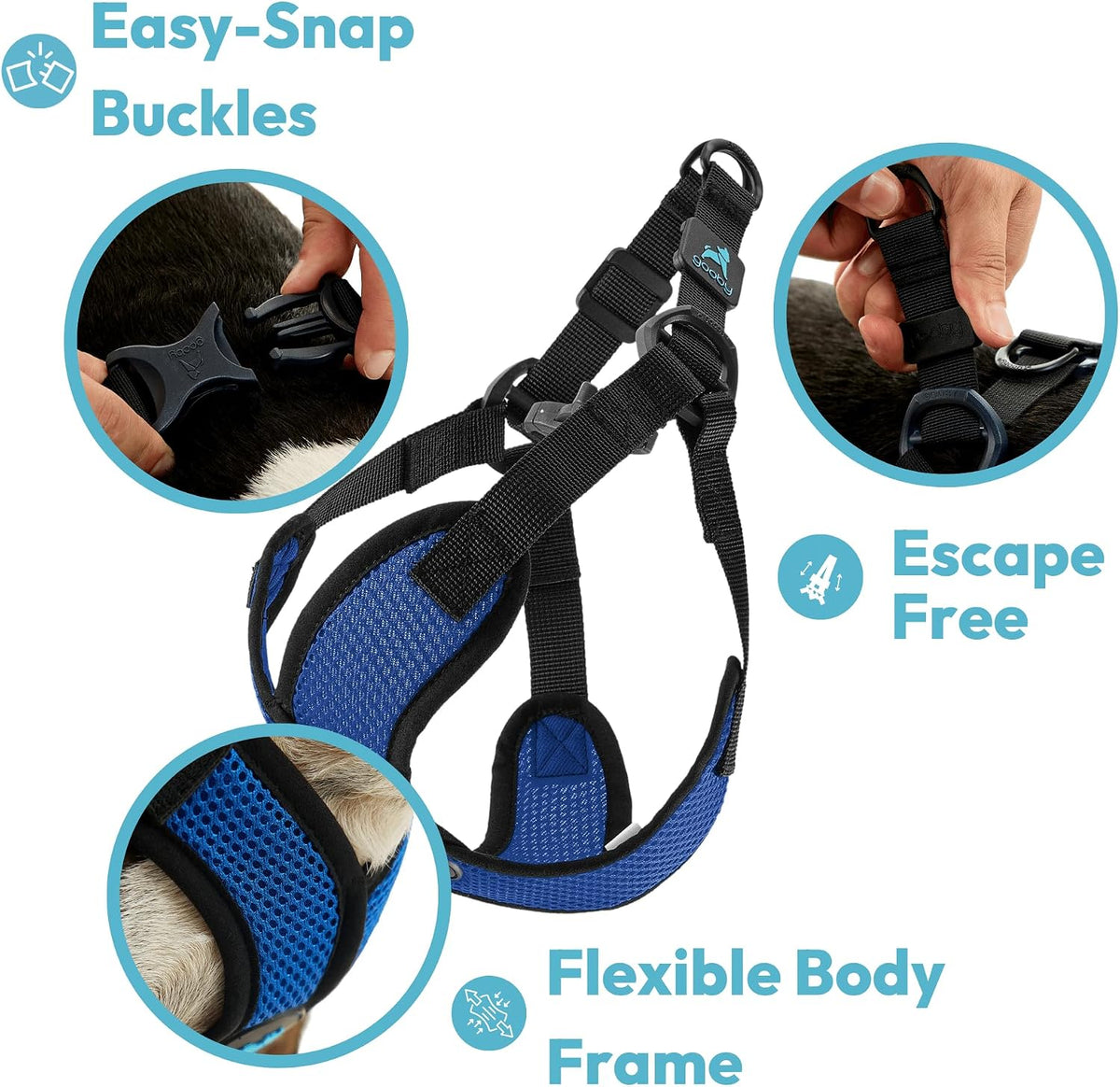 Gooby Comfort X Step-in Lite Harness, Choke-Free - Small (14-17") / Black - image 3