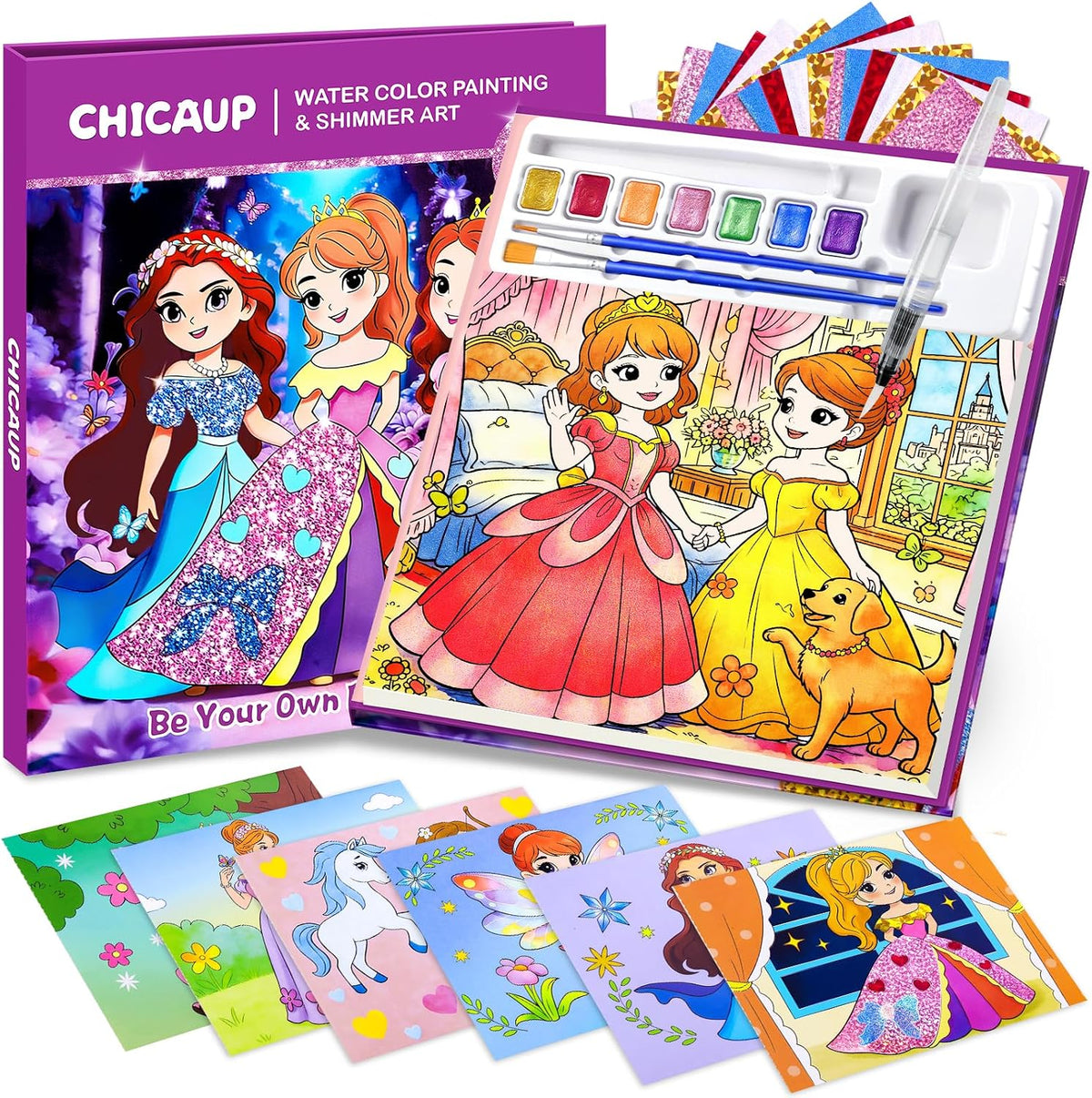 CHICAUP Paint with Water Coloring Books for Kids - Shimmer Princess Purple