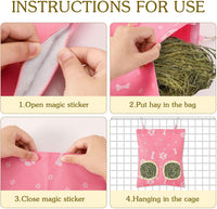 UPINS 3Pack Guinea Pig Hay Feeder Bag - Blue White Pink - image 4
