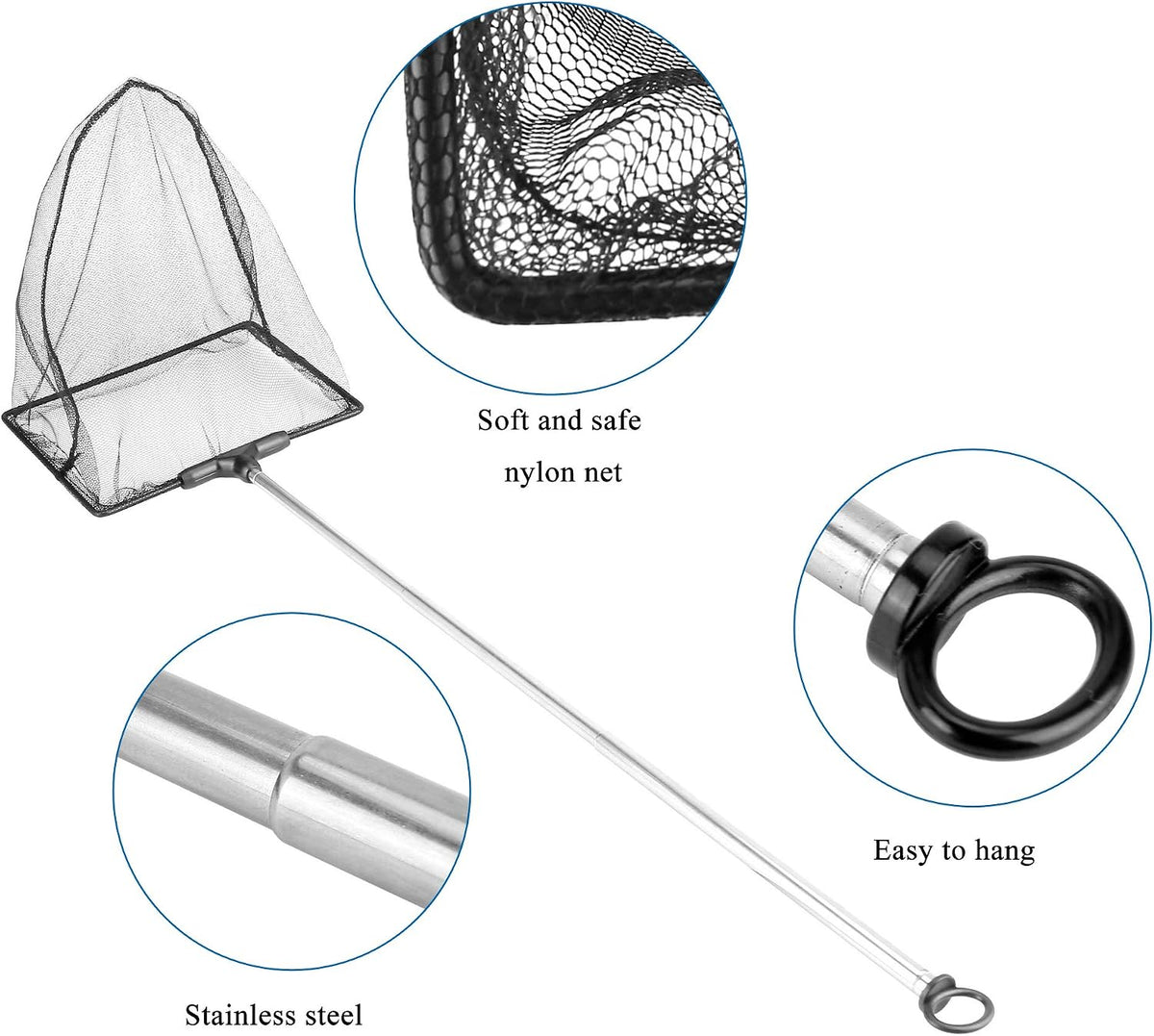 Aquarium Fish Net with Extendable Stainless Steel Long Handle Fine - Large - image 3