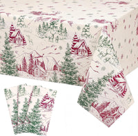 3 Pack Plastic Birthday Tablecloth - Vintage Christmas Toile