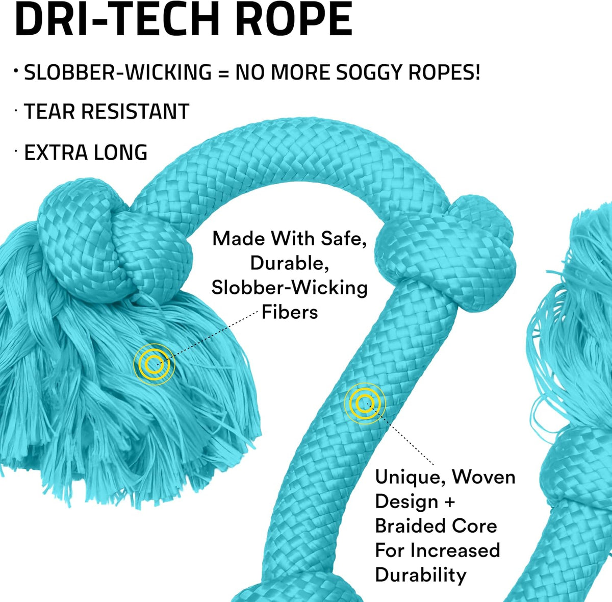 Playology Tug Rope Dog Toys for Large Dogs, Peanut Butter Scent - Mega / Peanut Butter - image 2