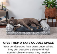 Furhaven Orthopedic Dog Bed for Large Dogs w/ Removable Bolsters & Washable Cover, For Dogs Up to 125 lbs - Plush & Southwest Kilim Woven Decor Sofa - Boulder Gray, Jumbo Plus/XXL