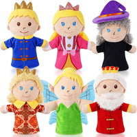 6 Pcs Family Hand Puppets 12 Inch Grandparents, Mom & Dad - 6 Cartoon Characters