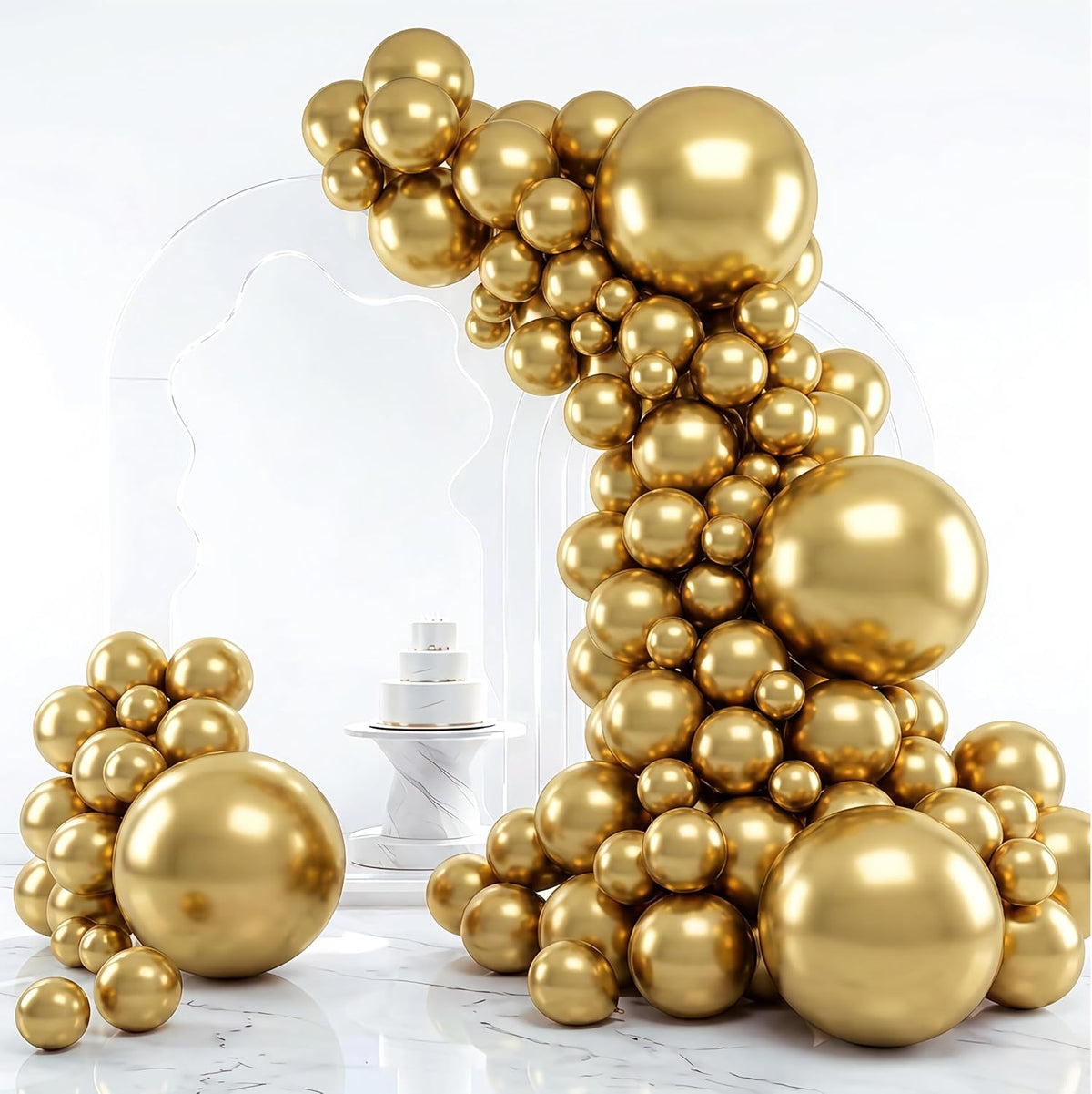 RUBFAC Gold Balloons Different Sizes Chrome Gold Balloon Arch Kit - Gold