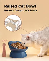 Elevated Cat Food Bowl, 5 Oz Ceramic Raised and Tilted Water Bowl, Anti Vomiting and Protect Pets' - Deep Blue / 5 OZ - 1 Pack - image 3