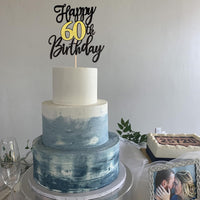 1 PCS Happy 60th Birthday Cake Topper Black Gold Glitter Cheers to 60 - 60th - image 4