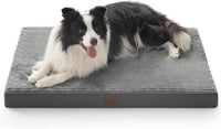 Bedsure ComfyFleece Large Dog Bed for Crate with Washable Cover - 41x27x3.3 / Charcoal Grey