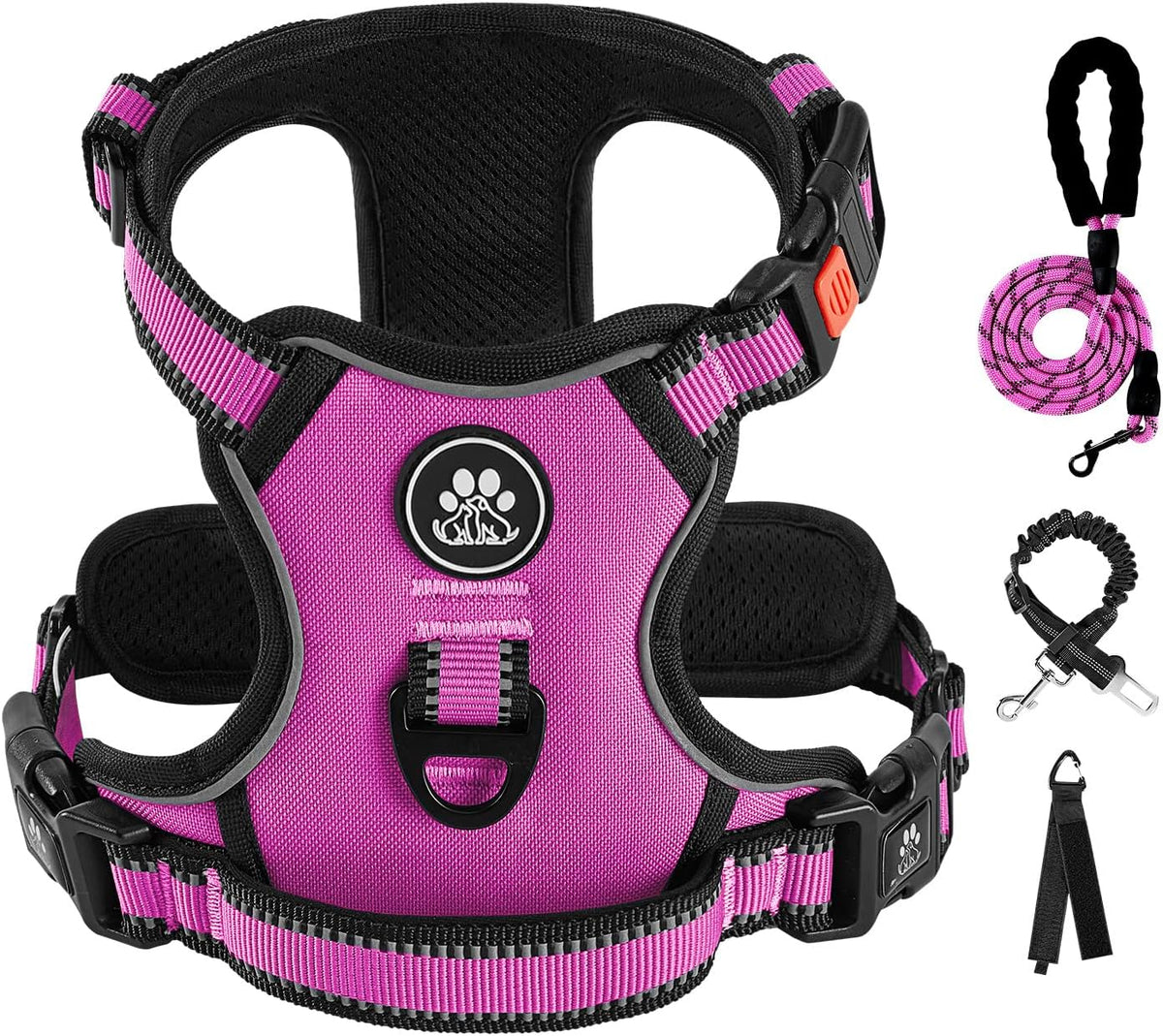 IVY&LANE No Pull Dog Harness for Medium Dogs - Fuchsia Pink / Large
