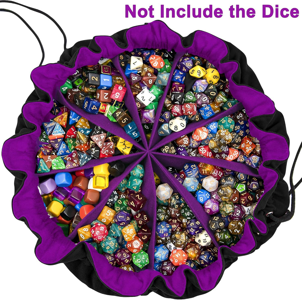 SIQUK Large Dice Bag with Pockets Big Capacity Dice Bag Drawstring - Black & Dark Violet - image 2