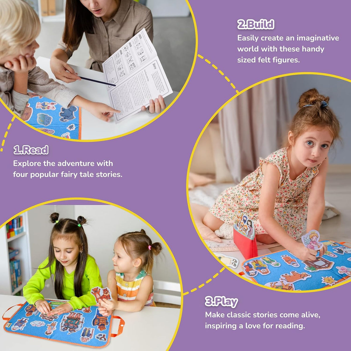 CHEFAN felt board story set with nursery rhyme felt pieces and a felt board with pockets - view 12