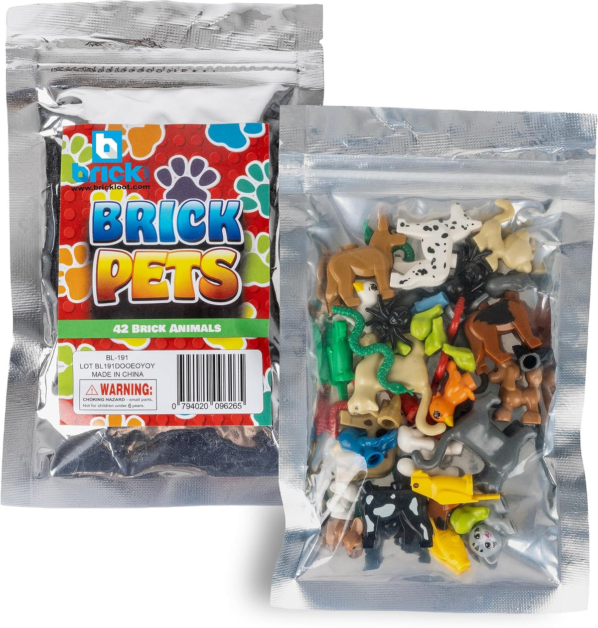 Brick Loot Animal Figure Pack 42-Piece Wild Domestic Building Block
